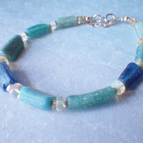 ローマングラス*オパール*Roman-glass&Opal Ocean Bracelet with Opal