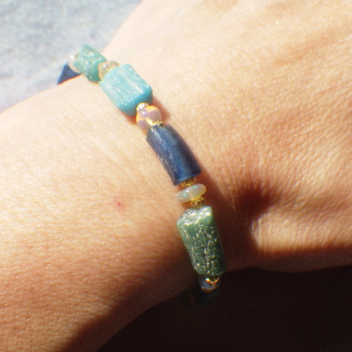 ローマングラス*オパール*Roman-glass&Opal Ocean Bracelet with Opal