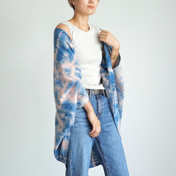 Momonga Bolero/粉紅斑駁藍/Mikawa Textile 第2張的照片