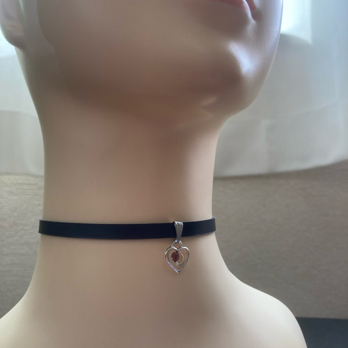 ラインストーン付きチョーカー ラインストーン付きハートチョーカー6㎜幅1㎜厚 チョーカー 柴咲