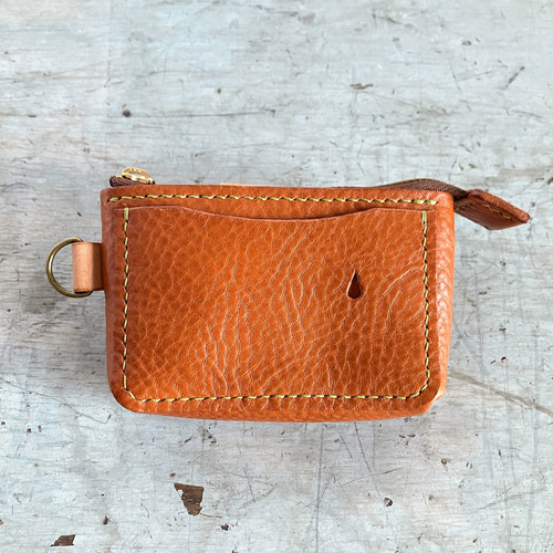 手縫い小さなファスナー革財布】コンパクト・お財布ポーチ・ミニマ