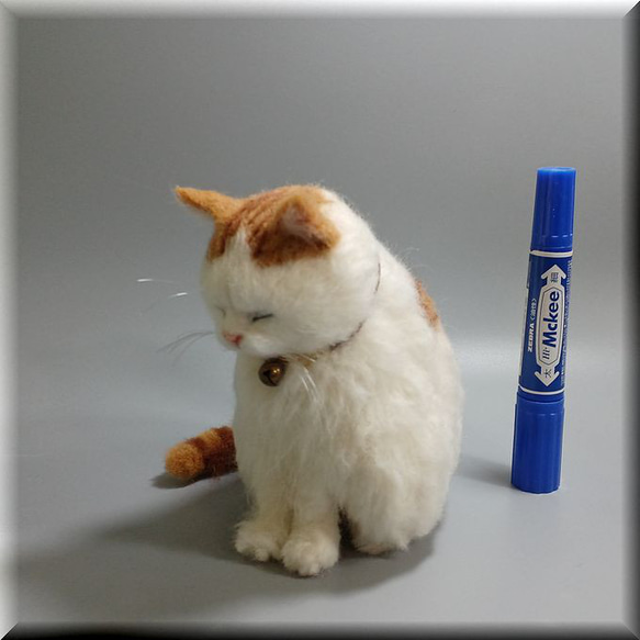 羊毛フェルト 猫 茶トラハチワレ猫さん デブ猫 ねこ ネコ 猫フィギュア