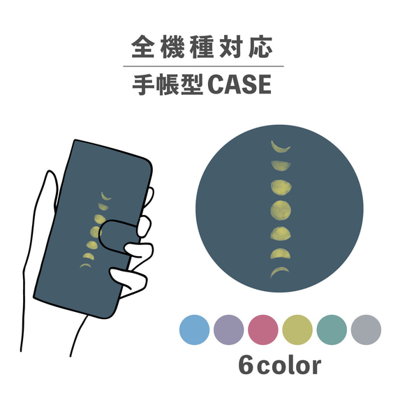 月相太空夜圖 相容於所有型號智慧型手機保護套 筆記本型卡片儲存 NLFT-BKCS-02s 第1張的照片