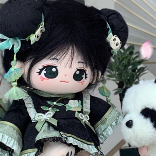 かわいいパンダぬいぐるみ 約20cm 20cmぬいぐるみ 着せ替えぬいぐるみ かわいい 黒髪パンダ柄目少女