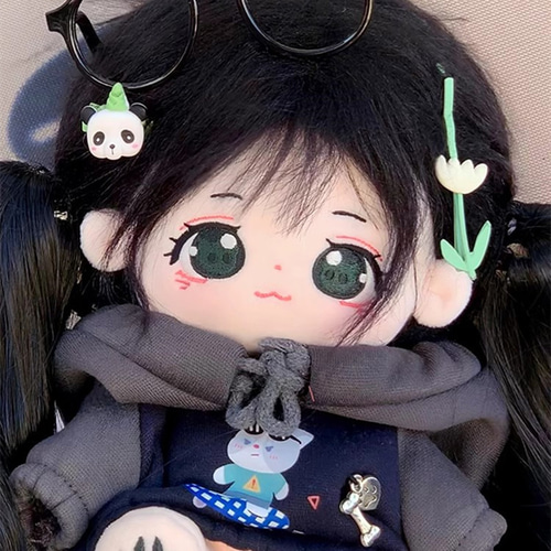 20cmぬいぐるみ 着せ替えぬいぐるみ かわいい 黒髪パンダ柄目少女