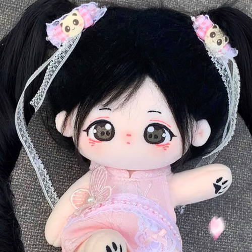 20cmぬいぐるみ 着せ替えぬいぐるみ かわいい 黒髪パンダ柄目少女
