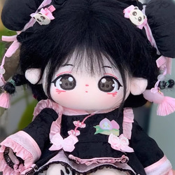 20cmぬいぐるみ 着せ替えぬいぐるみ かわいい 黒髪パンダ柄目少女