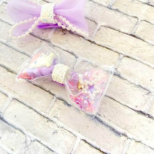 クリアチュール＆パールエッジオーガンジーのミニリボン（パープル  