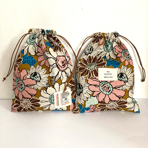 花柄 ボタニカル 巾着袋 巾着袋 chika 通販 16240214｜Creema(クリーマ)