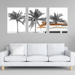 Ocean ビーチ ヤシの木 サーフボード / インテリアポスター 海外アート ３枚セット / 5102 2枚目の画像