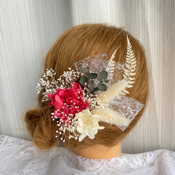 ドライフラワー髪飾り　プリザーブドフラワー　結婚式　成人式　卒業式 3枚目の画像