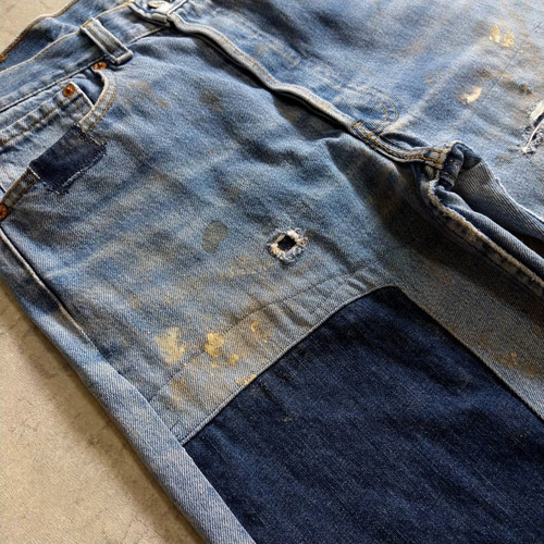 W32表記 リペアカスタム usa製 リーバイス 501 リメイクデニム