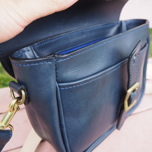 ショルダーバッグ カートリッジバッグ ブルガロ ネイビー イタリアン