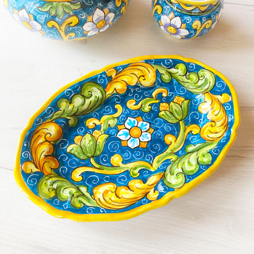 オーバル皿 25.5cm OVL046 マヨリカ焼き イタリア陶器 barocco