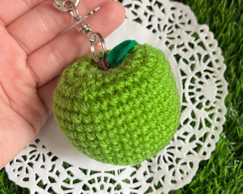 ごろっと大きいあみぐるみキーホルダー＊ 青りんご キーホルダー ぽん