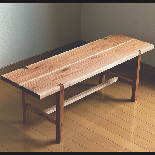 柿渋仕上げの杉材ベンチ サイズオーダー可能 和風 オールド