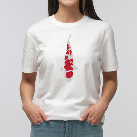錦鯉 紅白 Nishikigoi tシャツ グッズ 服 シャツ かわいい おもしろ 改良 養殖 プリント 2枚目の画像