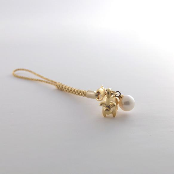 伊勢志摩の海で私たちが育てたアコヤ真珠 根付 ストラップ 豚に真珠