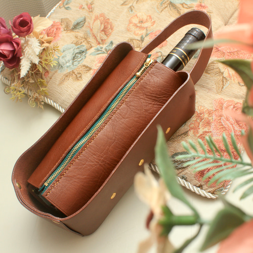 ボトルバッグ (シングル) ブラウン 牛革 レザー クリスマス