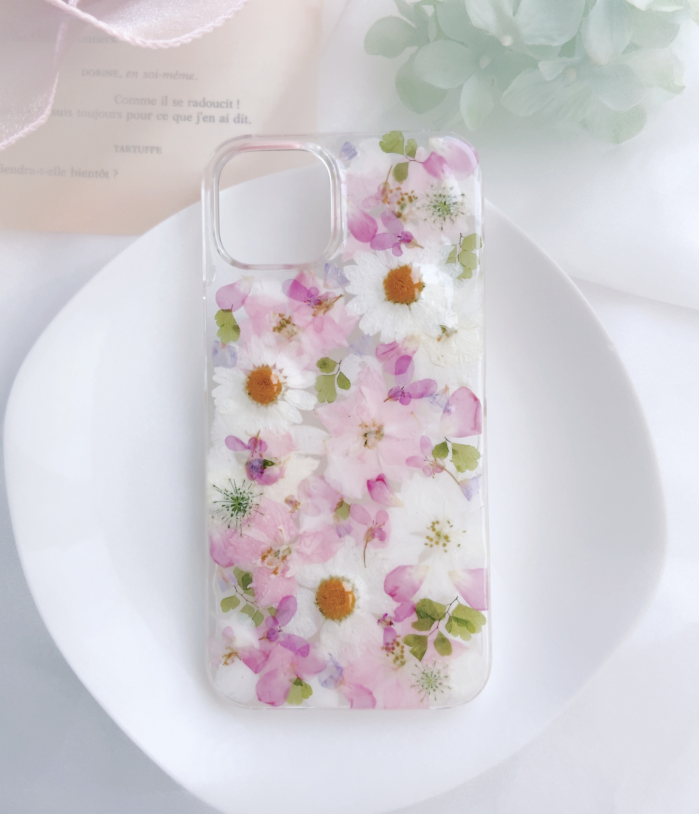 全機種対応:*:.｡.✽.｡.:.千鳥草の押し花ケース.:*:.｡.✽.｡.:. iPhone 