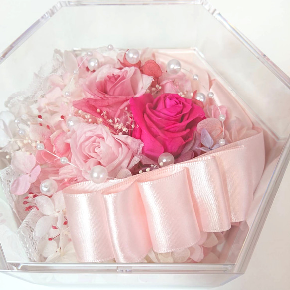 母の日限定割引き ❁rose & ribbon flower box❁ pink♡pink 7枚目の画像