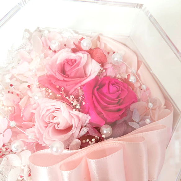 母の日限定割引き ❁rose & ribbon flower box❁ pink♡pink 4枚目の画像