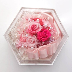 母の日限定割引き ❁rose & ribbon flower box❁ pink♡pink 2枚目の画像