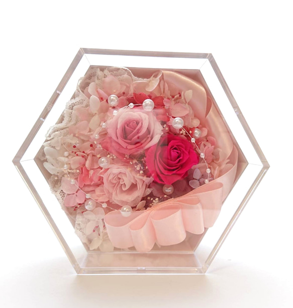母の日限定割引き ❁rose & ribbon flower box❁ pink♡pink 5枚目の画像