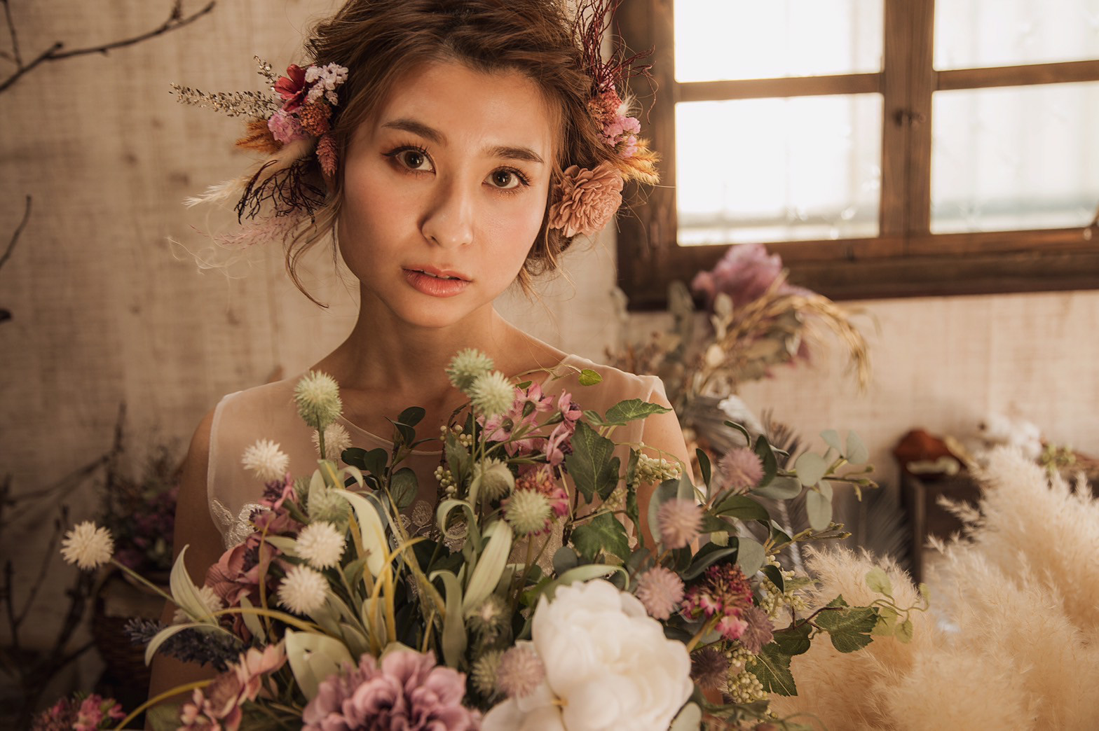 【秋限定2024】 1点限定ブーケ♡アーティフィシャルブーケ★芍薬と小花たち❤︎ボリューミーナチュラルブーケ 11,165円