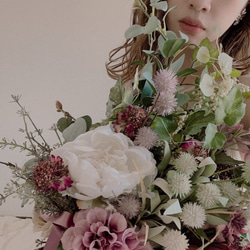 Autumn bouquet＊1点限定ブーケ♡アーティフィシャルブーケ★芍薬と小花たち❤︎ボリューミーナチュラルブーケ 12枚目の画像
