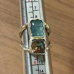 虹の遊色 × レア鉱物：グランディディエライト♡ナチュラルボルダーオパール シルバーリング 01 天然石 天然色 11枚目の画像