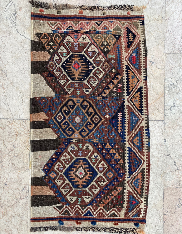 アンティークキリム トルコ 手織りラグ 97x53cm 3枚目の画像