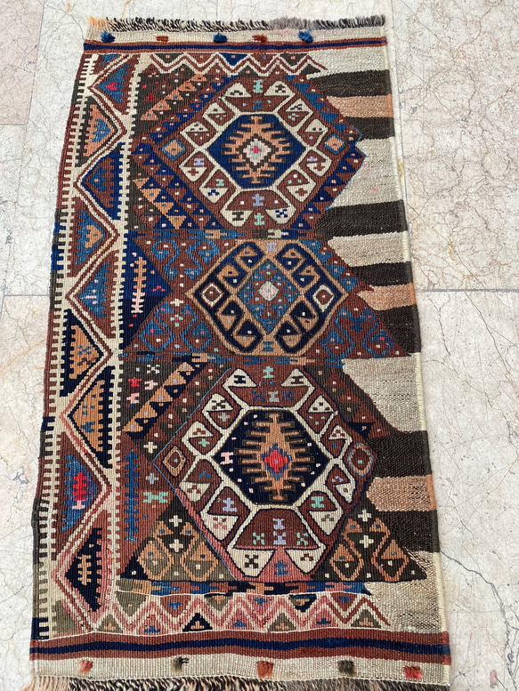 アンティークキリム トルコ 手織りラグ 97x53cm 4枚目の画像