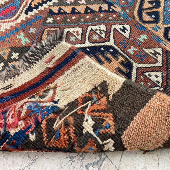 アンティークキリム トルコ 手織りラグ 97x53cm 6枚目の画像