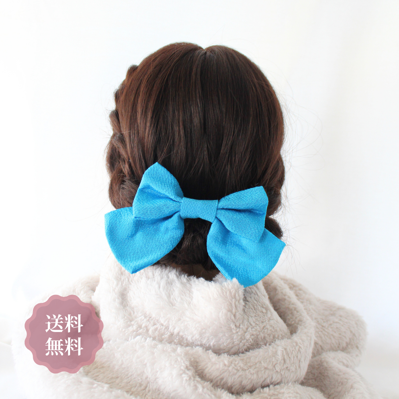 【FC-2307-1】 髪飾り 成人式 和装 着物 卒業式 浴衣 袴 リボン 大ぶり 青