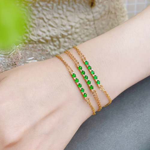 天然ダイヤモンド付きヒスイブレスレットk18 ブレスレット パール  