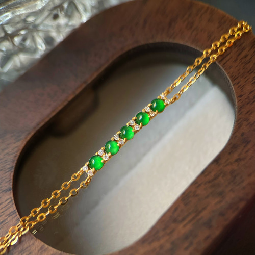 天然ダイヤモンド付きヒスイブレスレットk18 ブレスレット パール  