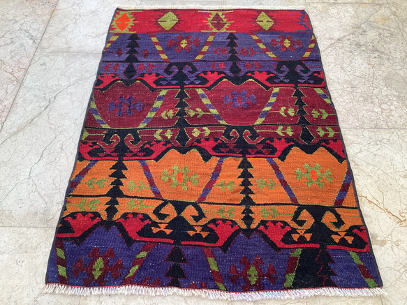 オールドキリム トルコ 手織り ヴィンテージ ラグ 99x70cm トルコ