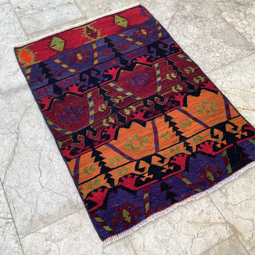 オールドキリム トルコ 手織り ヴィンテージ ラグ 99x70cm カーペット 
