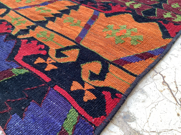 オールドキリム トルコ 手織り ヴィンテージ ラグ 99x70cm - フェルト