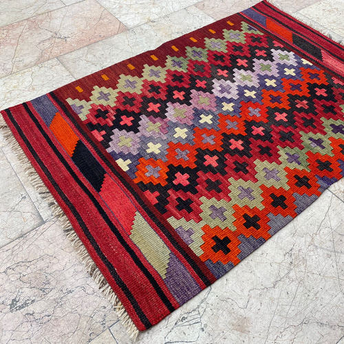 オールドキリム トルコ 手織り ヴィンテージ ラグ 110x80cm オールドキリム トルコ 手織り ヴィンテージ ラグ 110x80cm