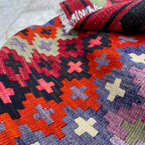 オールドキリム トルコ 手織り ヴィンテージ ラグ 110x80cm オールドキリム トルコ 手織り ヴィンテージ ラグ 110x80cm