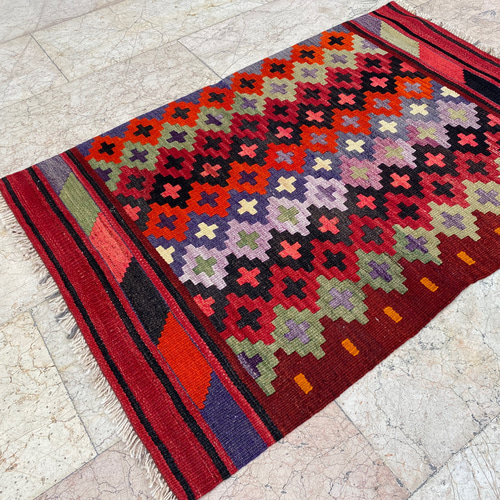 オールドキリム トルコ 手織り ヴィンテージ ラグ 110x80cm オールドキリム トルコ 手織り ヴィンテージ ラグ 110x80cm