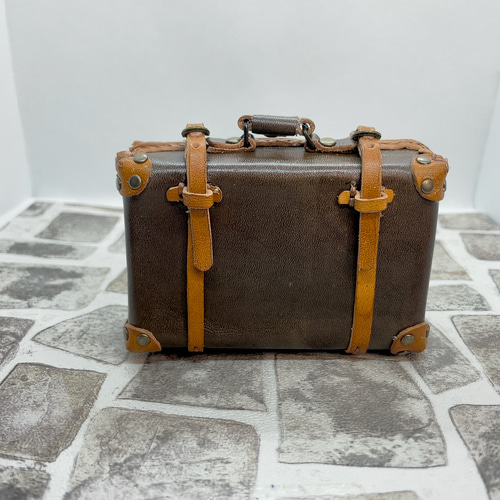 受注製作】本革1/6ドール用ミニチュアクラッシックトランク（焦茶