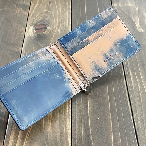 ROCADO ロカド シェルコードバン マネークリップ ブルー