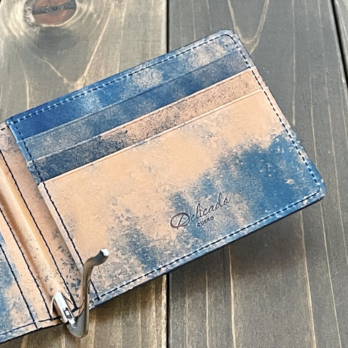 ROCADO ロカド シェルコードバン マネークリップ ブルー