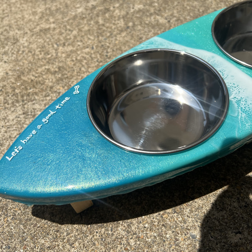 再販 オーダー品 ペットフードスタンド 小型犬用 海アート