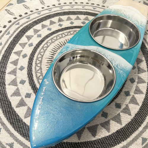 再販 オーダー品 ペットフードスタンド 小型犬用 海アート