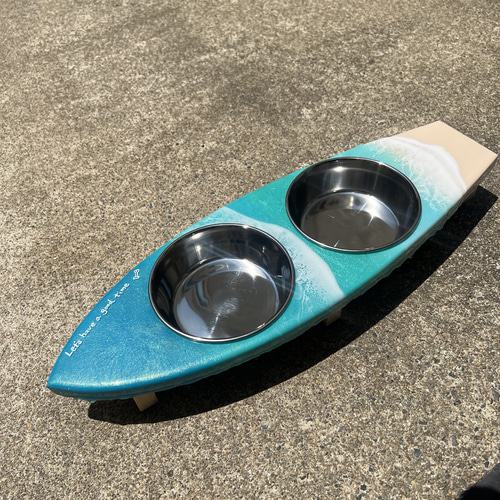 再販 オーダー品 ペットフードスタンド 小型犬用 海アート
