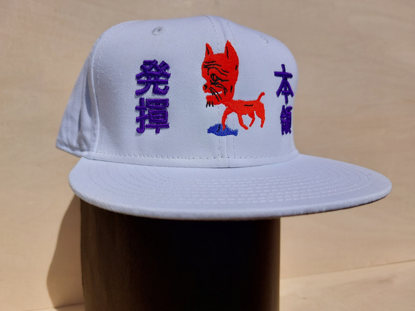 本領発揮 ベースボールキャップ 刺繍 ホワイト 帽子 日本語 面白い 個性的 シュール 猫 ユニセックス オリジナル 7枚目の画像